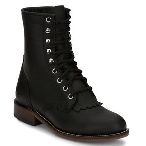 Justin Boots Black Lace Up Roper Boots